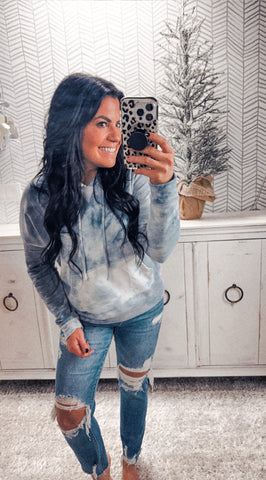 Winter Blue Tie Dye Hoodie