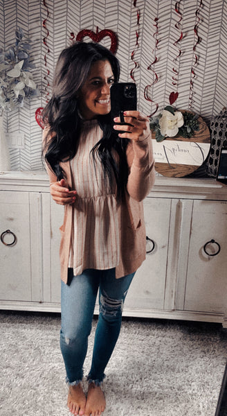 Blush Ribbed Long Sleeve Cardigan