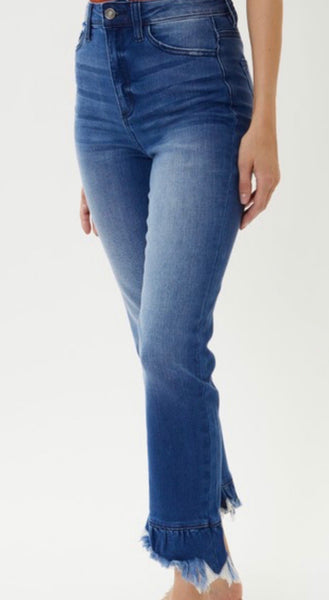 Kancan Bailey Ankle Flare Distressed Jeans