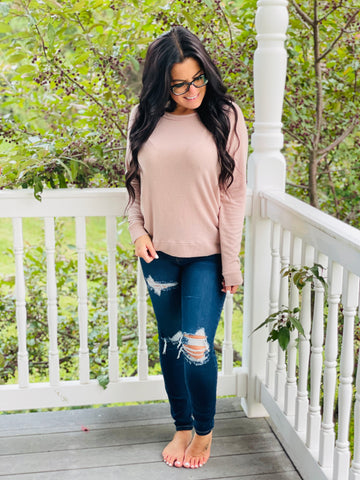 Blush Raglan Brushed Sweater