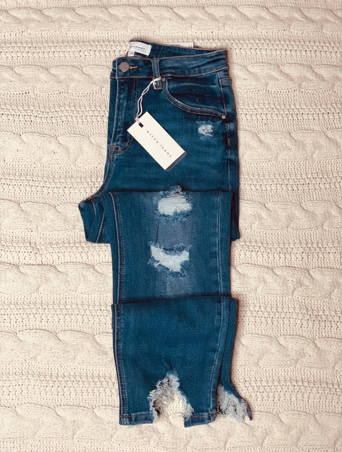 Risen Shark Bite Distressed Jeans *Black Friday Doorbuster*