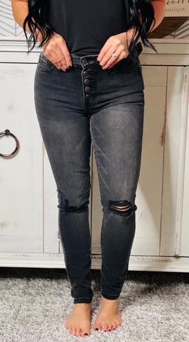 Vervet by Flying Monkey Black Distressed Jeans