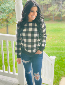 Black/White Plaid Pullover