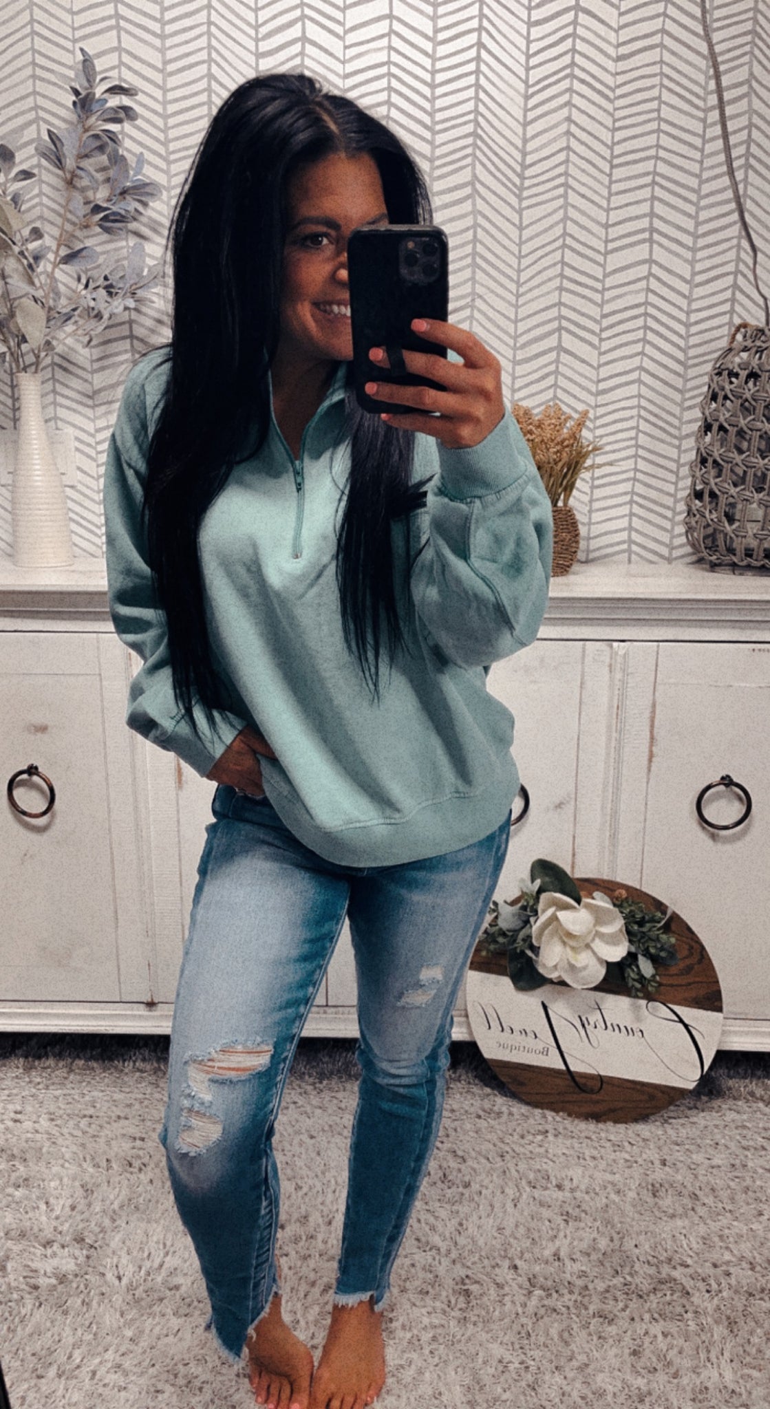 Teal Half Zip Pullover