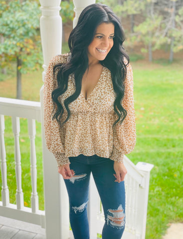 Fall Floral Babydoll Top