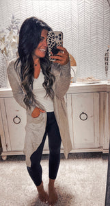 Mono B Charcoal Hooded Cardigan