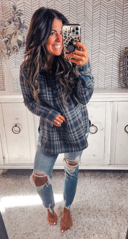 Doe & Rae Navy Plaid Flannel