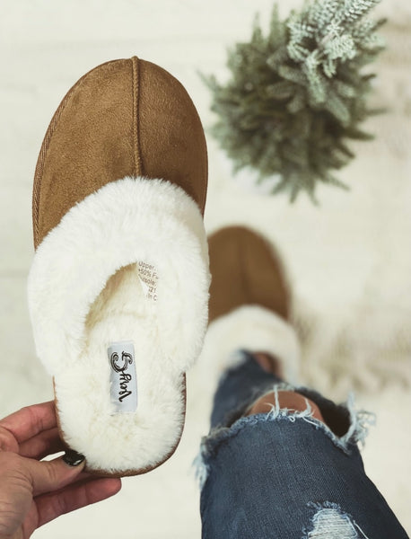 Very G Tan Fur Slippers