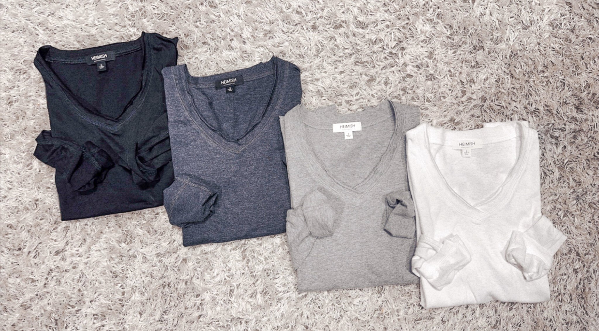 Long Sleeve V Neck Tops - Multiple Colors