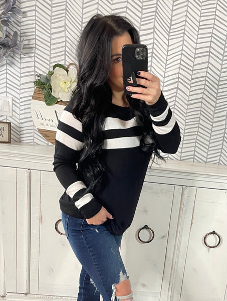 Black/White Striped Long Sleeve