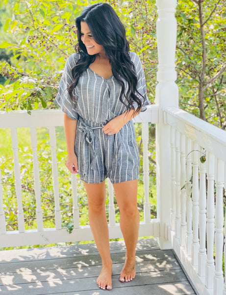 Denim Striped Romper