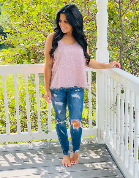 Mauve Fringed Silver Cami Tank