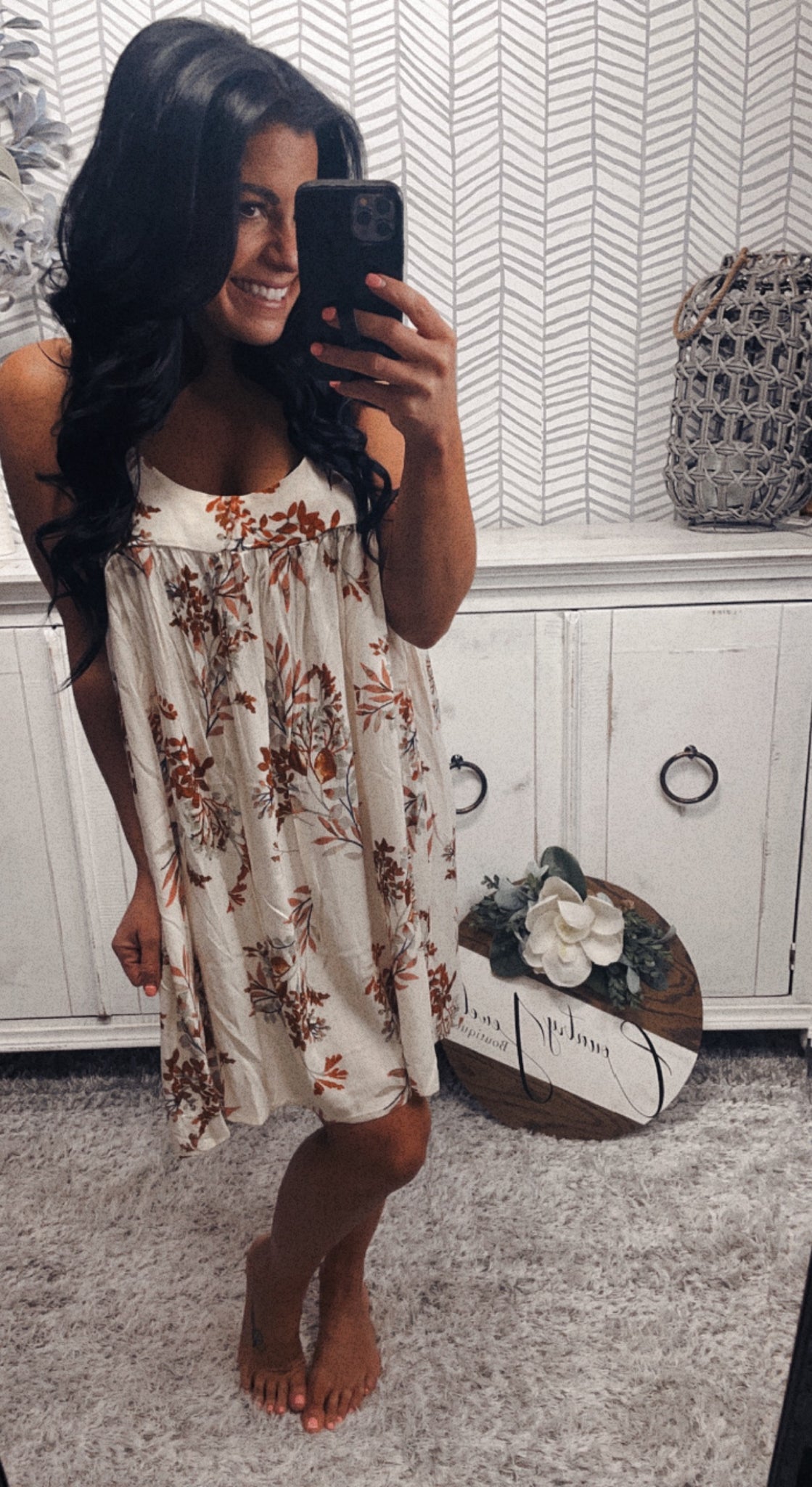 Cream Floral Dress