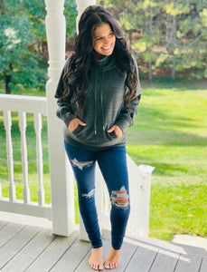 Charcoal Blanket Soft Cowl Neck Pullover