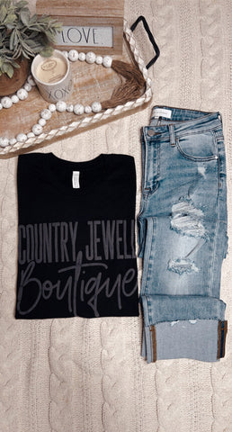 Country Jewell Boutique Black Puff Logo Bella Tee