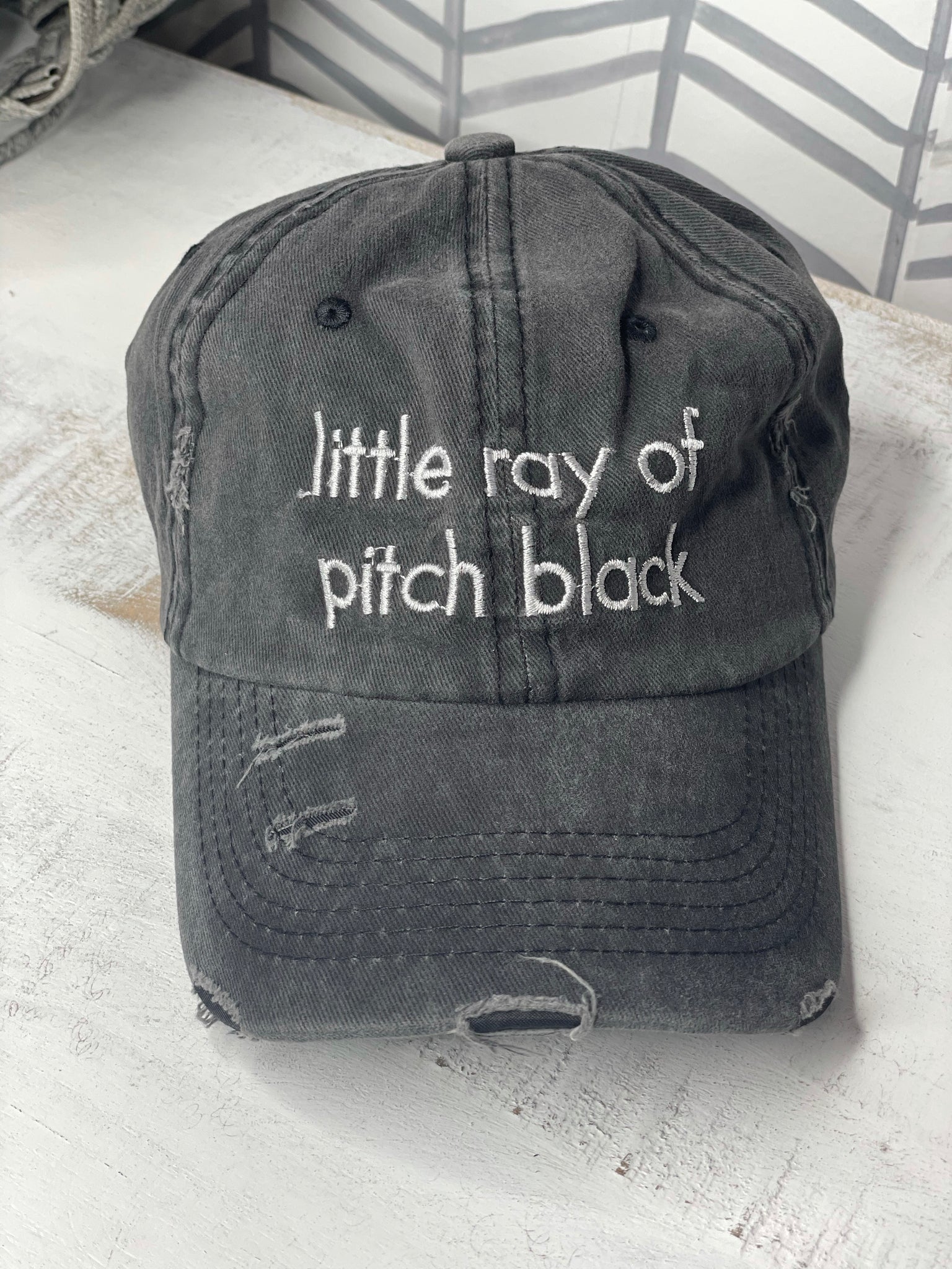 Little Ray Of Pitch Black Distressed Hat