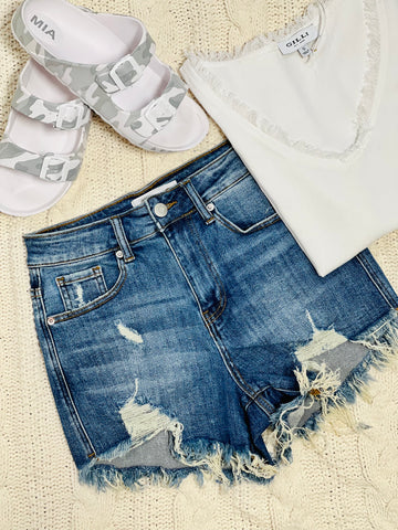 Risen Riley Distressed Shorts