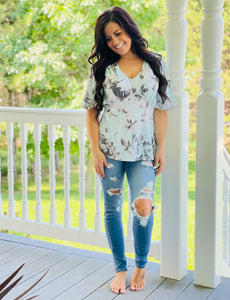 Dallas GeeGee Mint Floral Top