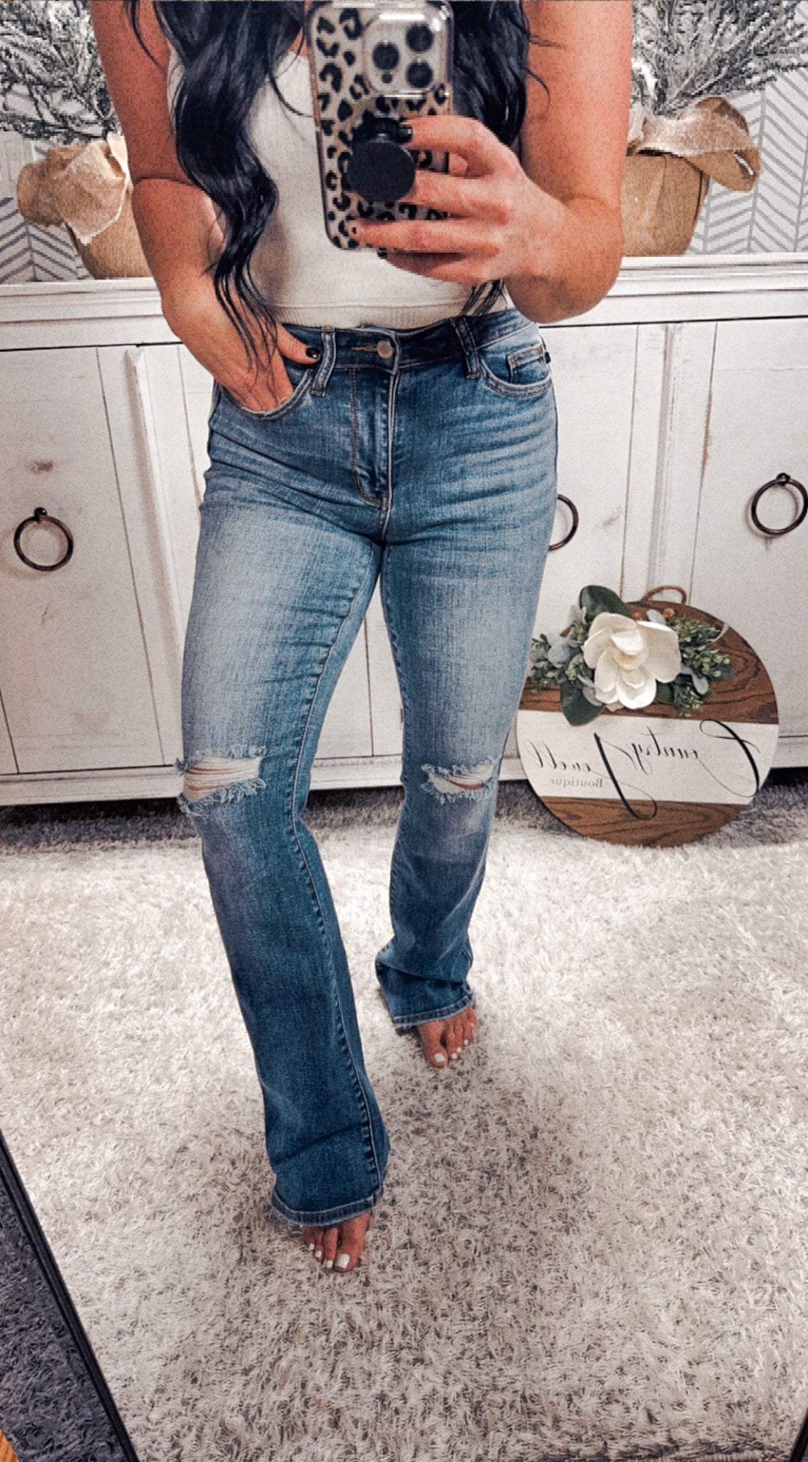 Judy Blue Bootcut Destroyed Knee Jeans