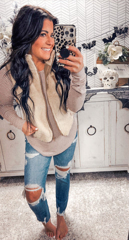 Taupe Brushed Fleece Vest