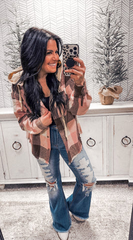 Blush/Ivory Flannel Hoodie