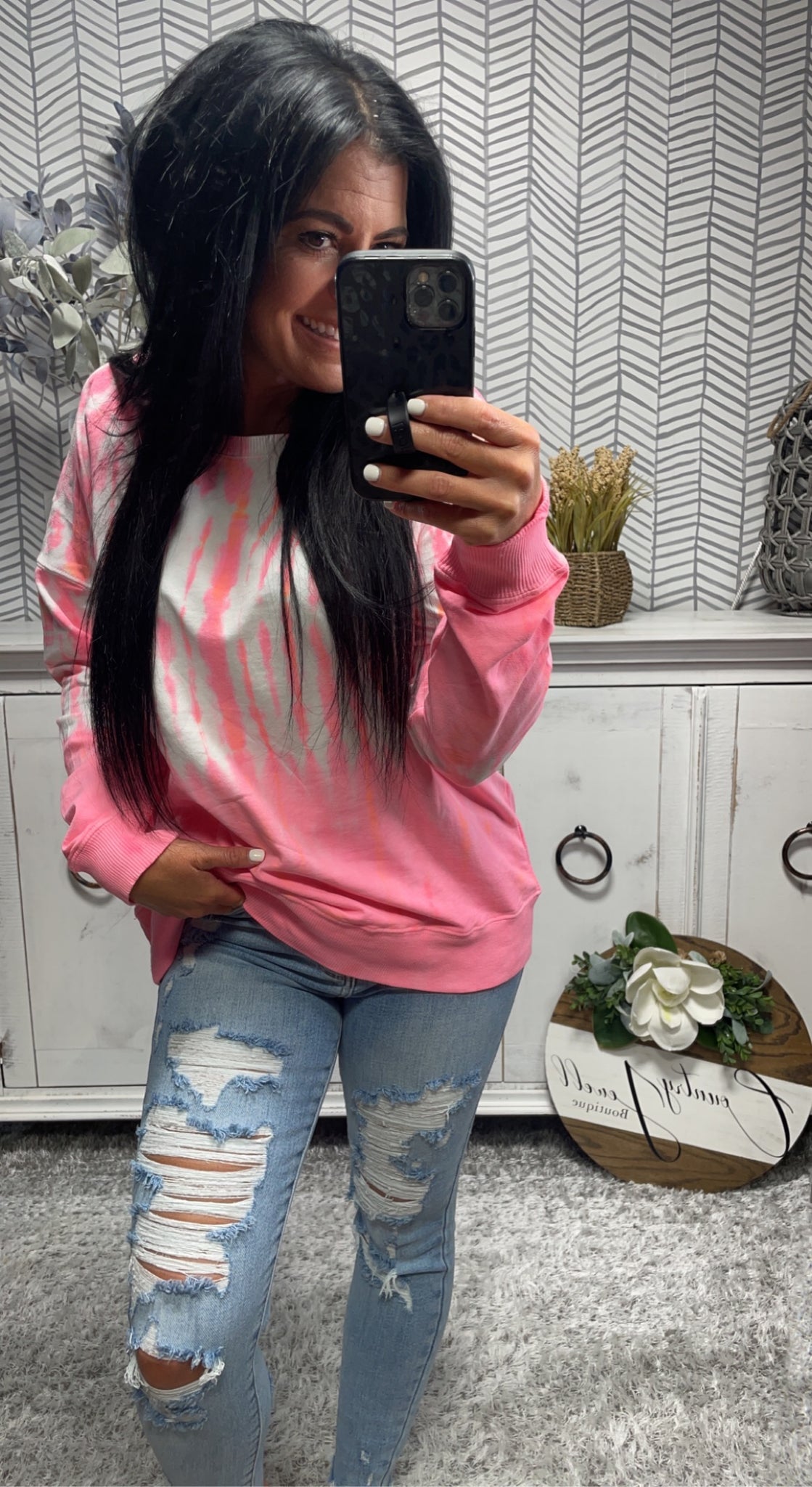 Neon Coral Beach Babe Crewneck