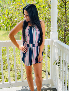 Navy Multi Stripes Romper