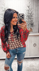 Home For The Holidays Red Plaid Long Sleeve