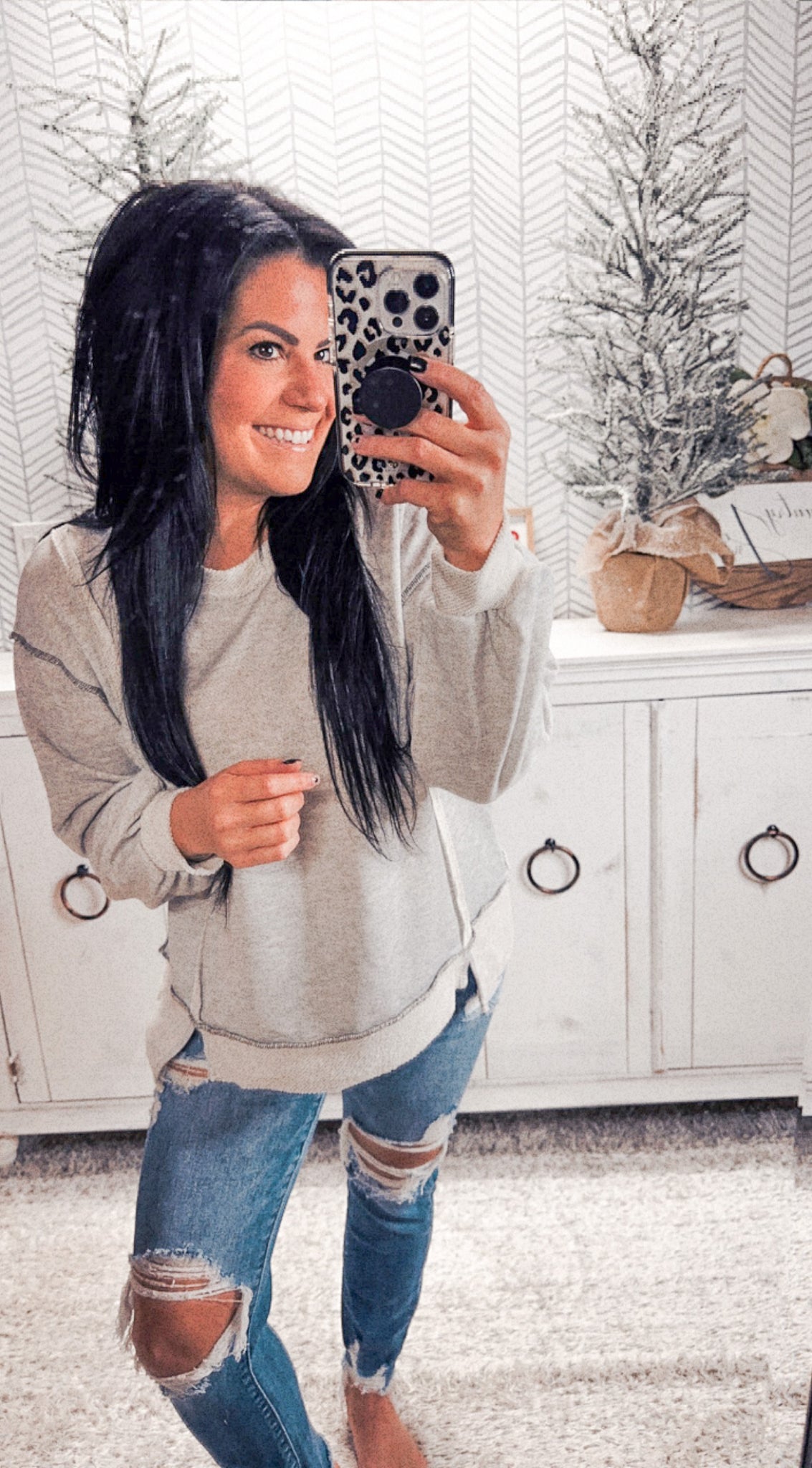 Heather Gray Raw Hem Sweatshirt