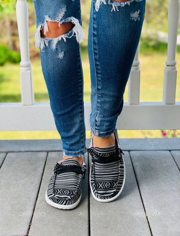 Gypsy Jazz Black/White Boat Shoes