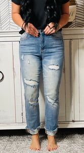 Risen Medium Wash Distressed Jeans