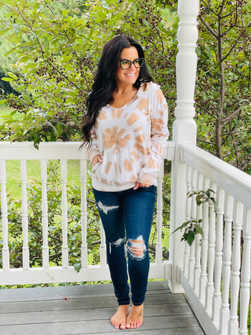 Rust Tie Dye Scoop Neck Sweatshirt