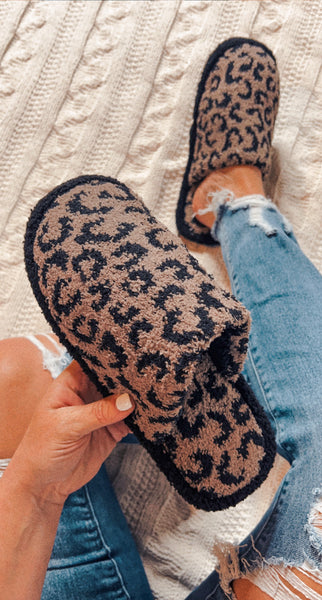 Leopard Print Cashmere Slippers - Multiple Colors