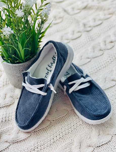 Gypsy Jazz Charcoal Corduroy Boat Shoes