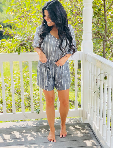 Denim Striped Romper